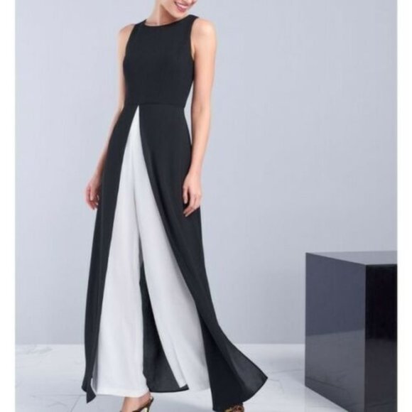 Adrianna Papell Colorblocked Overlay Jumpsuit - Size 4 - Picture 1 of 3